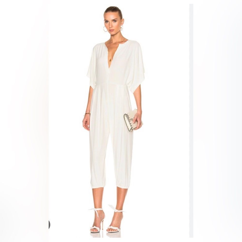 Norma Kamali Rectangular Jog Jumpsuit in Ivory